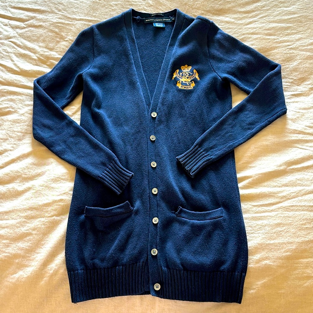Ralph Lauren sport long cardigan in navy xs